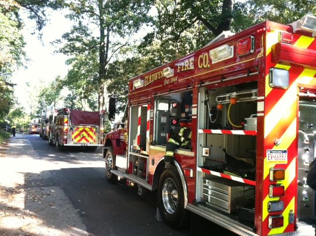 Gladwyne Air 24 and Radnor Engine 15-1 staged in the street.